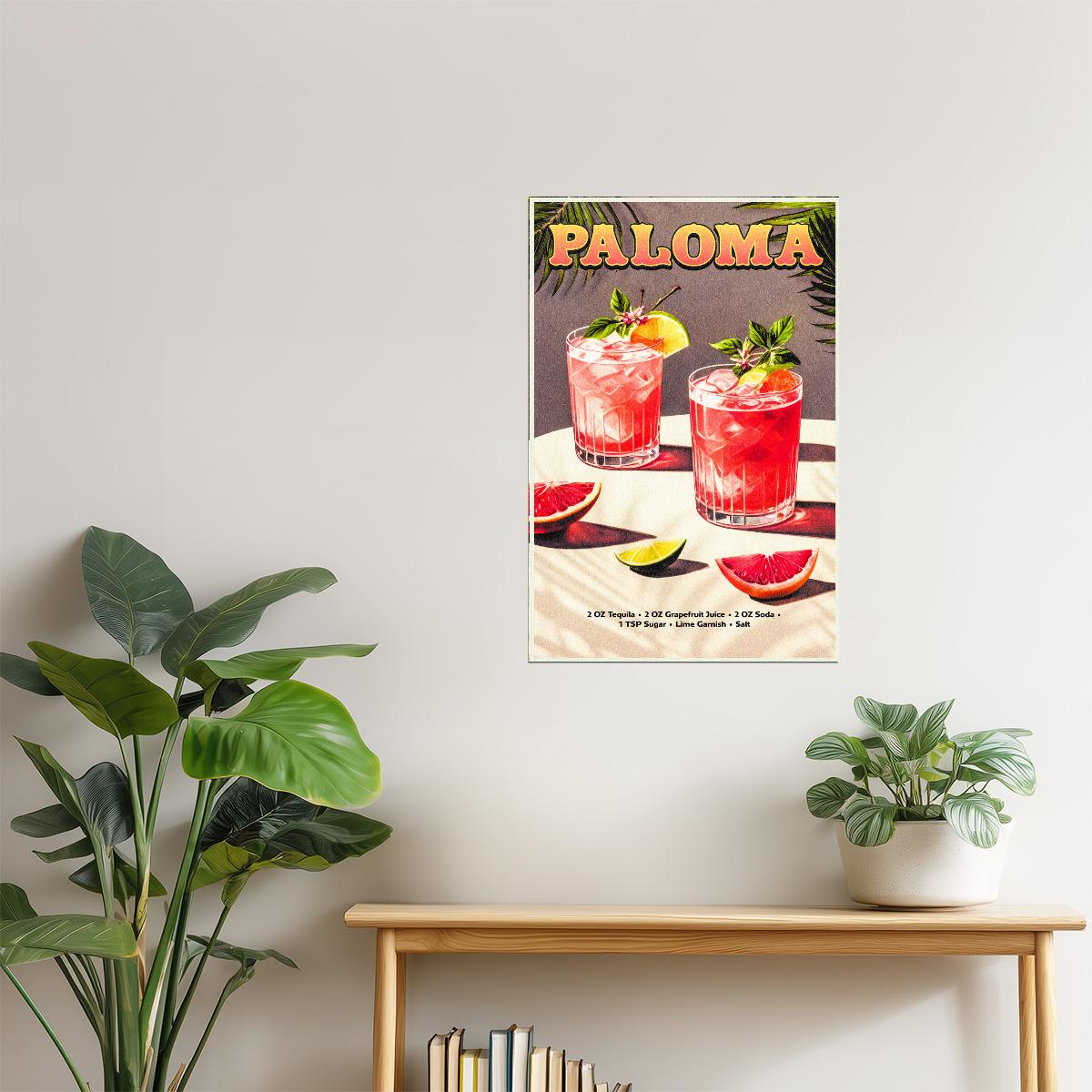 Paloma Recipe | Vibrant Cocktail Wall Art Poster