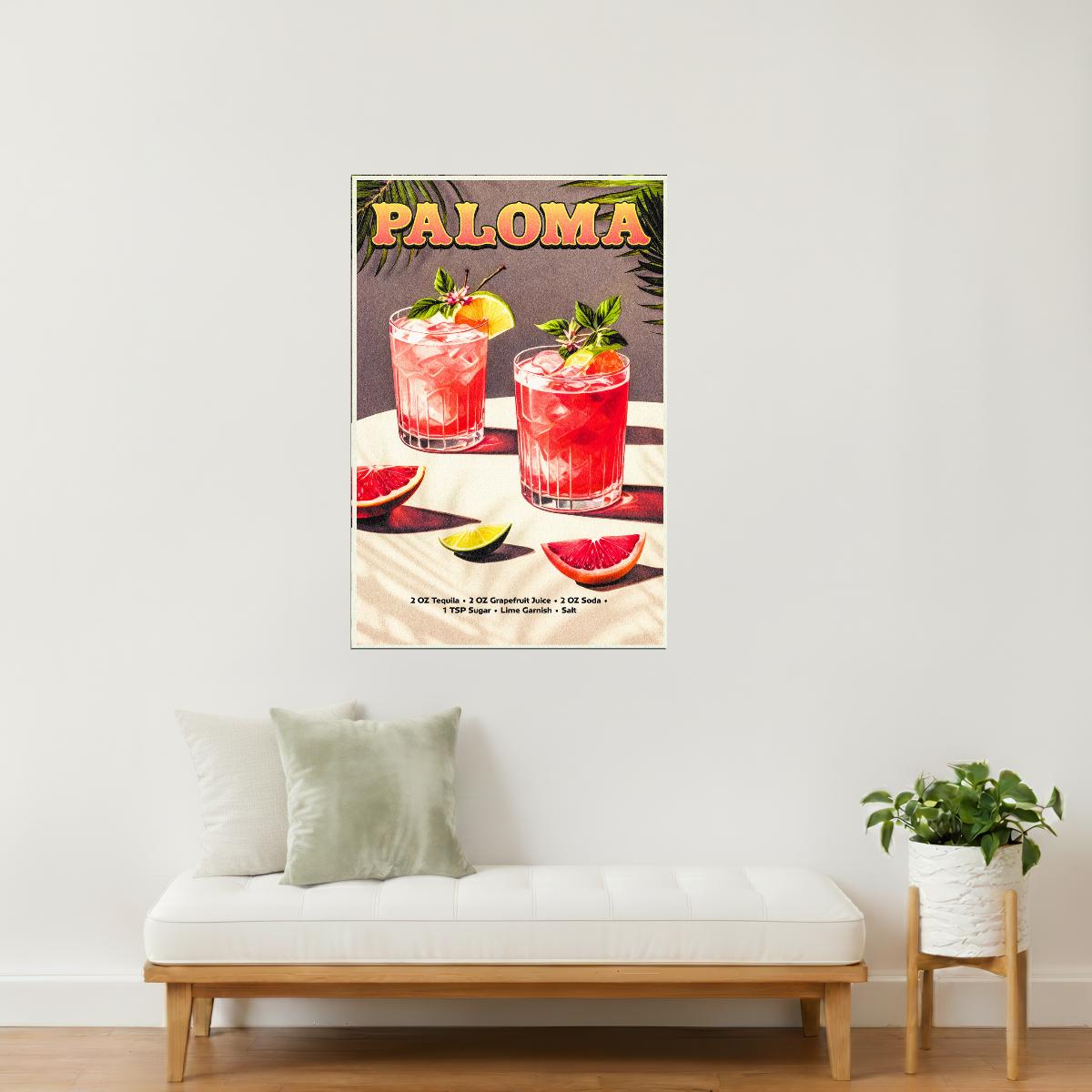Paloma Recipe | Vibrant Cocktail Wall Art Poster