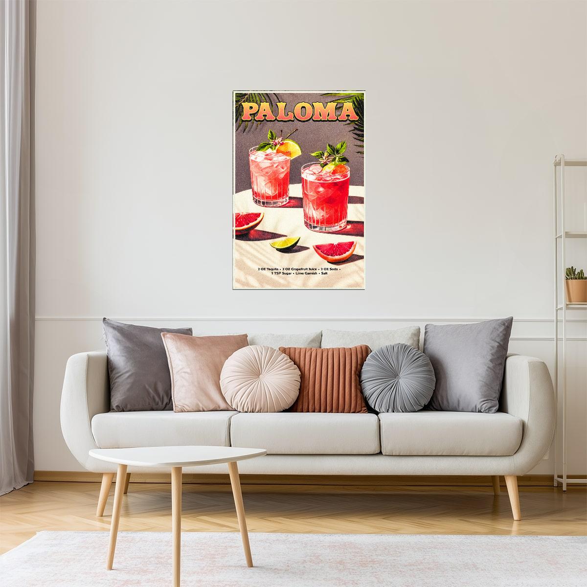 Paloma Recipe | Vibrant Cocktail Wall Art Poster