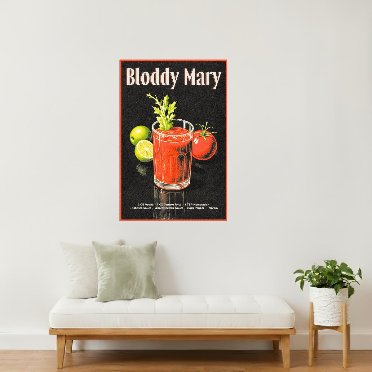 Bloody Mary Recipe | Spicy Cocktail Art Print Poster