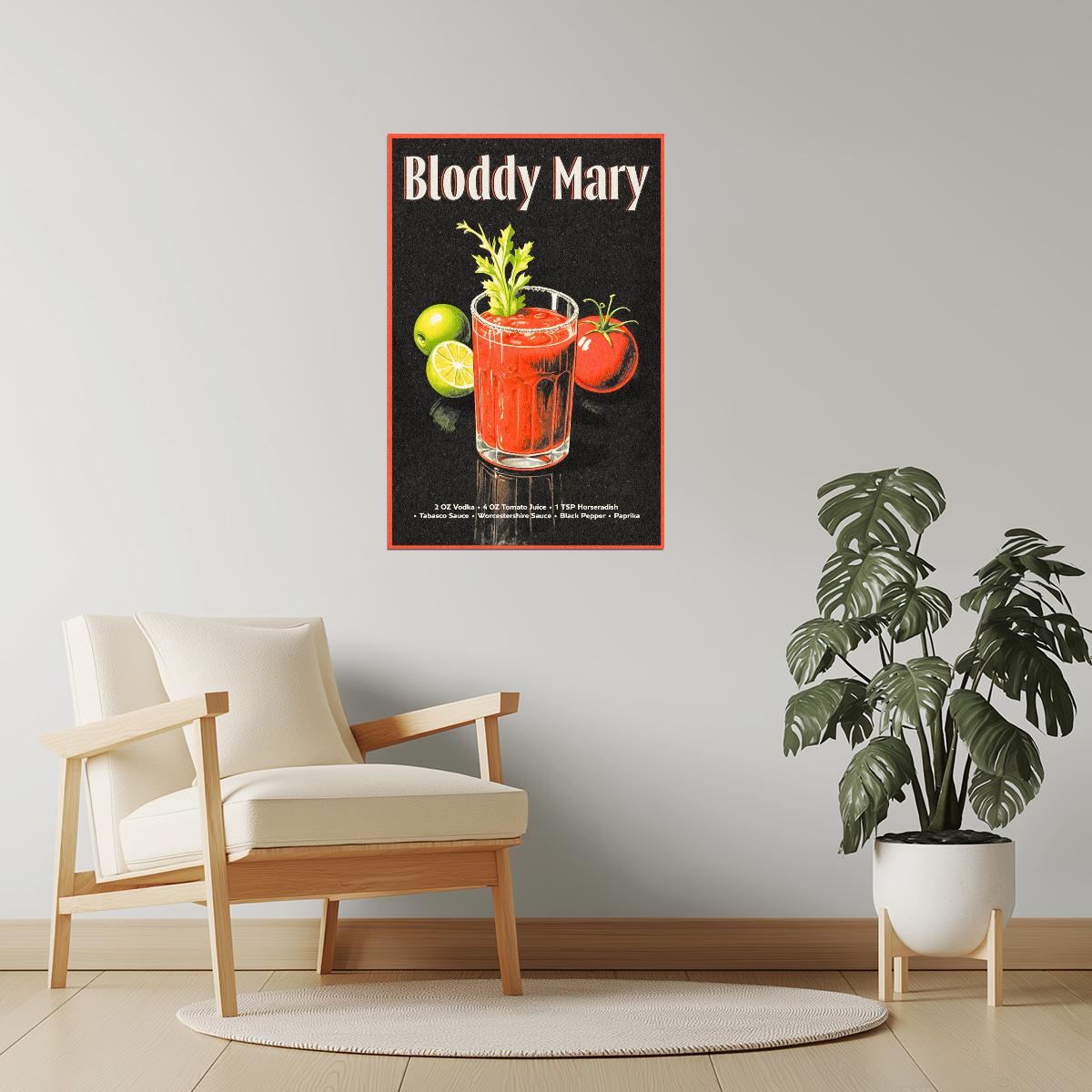 Bloody Mary Recipe | Spicy Cocktail Art Print Poster