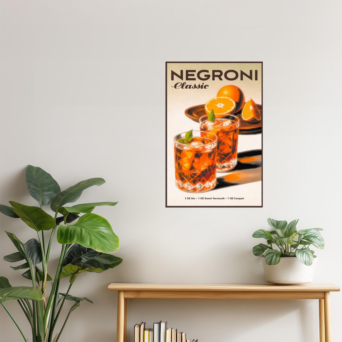 Negroni Recipe | Elegant Cocktail Wall Art Poster