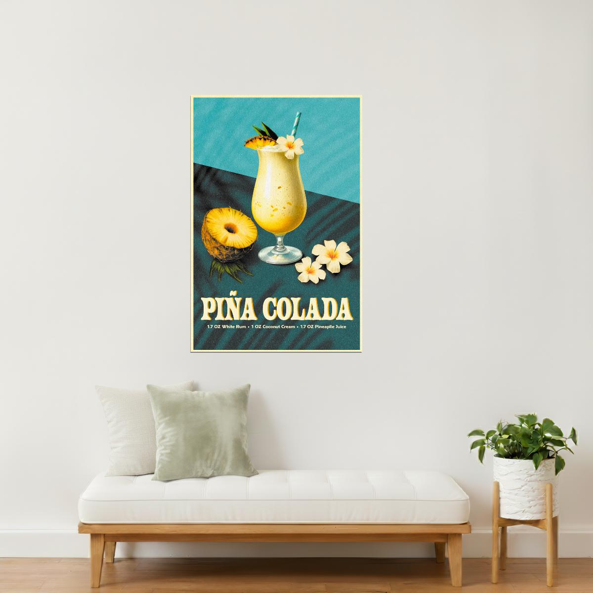 Piña Colada Recipe | Tropical Cocktail Wall Decor Poster