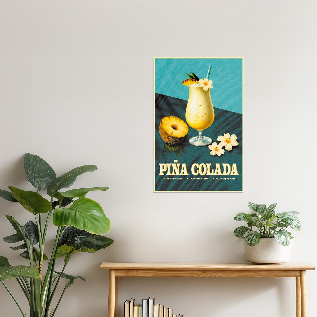Piña Colada Recipe | Tropical Cocktail Wall Decor Poster