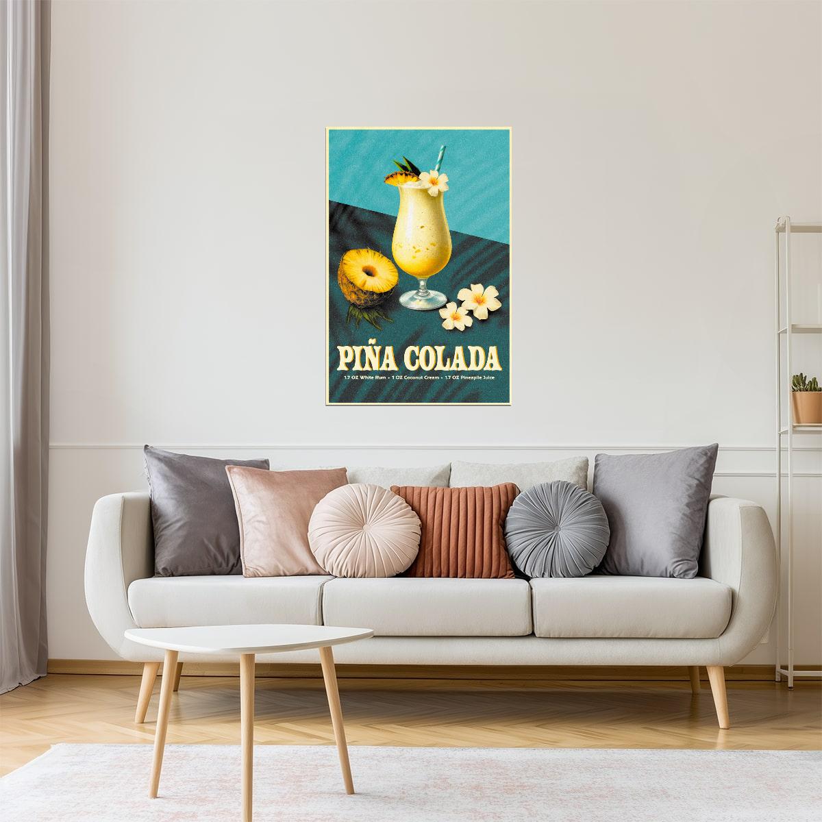 Piña Colada Recipe | Tropical Cocktail Wall Decor Poster