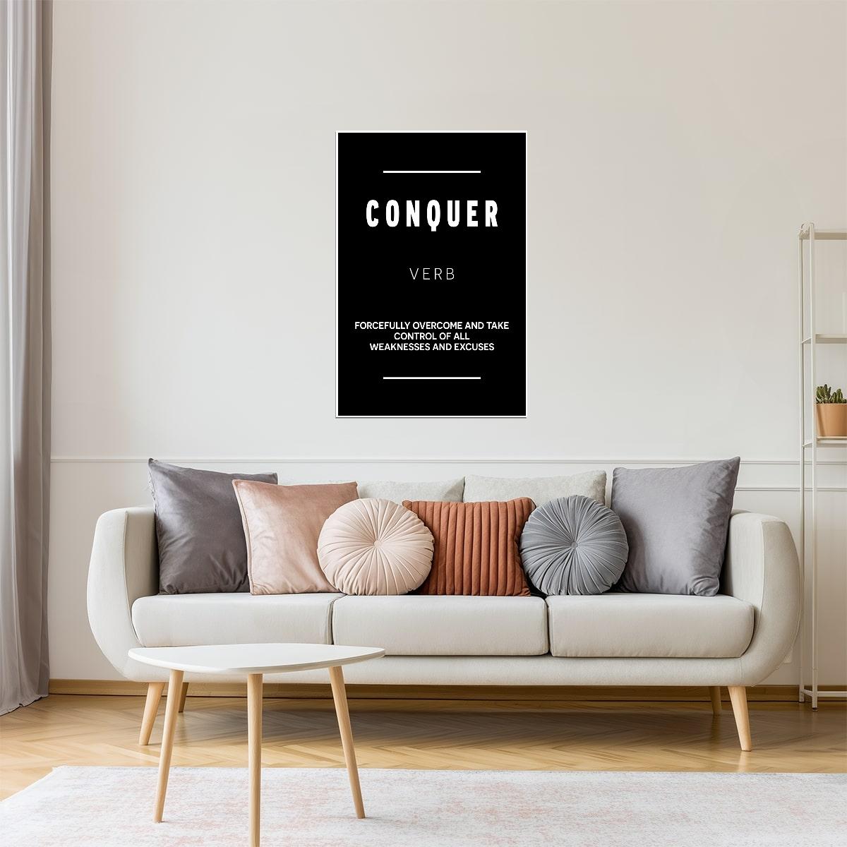 Conquer | Black Motivational Typography Poster