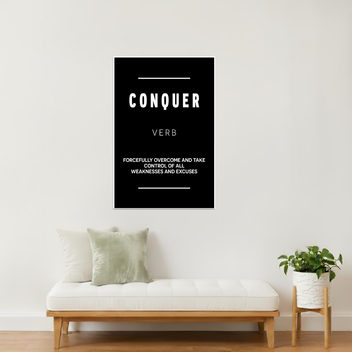 Conquer | Black Motivational Typography Poster
