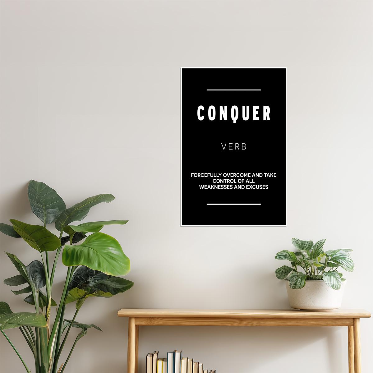 Conquer | Black Motivational Typography Poster