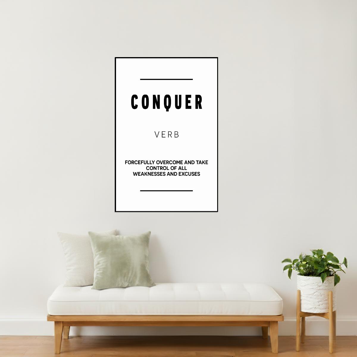 Conquer | White Motivational Typography Poster