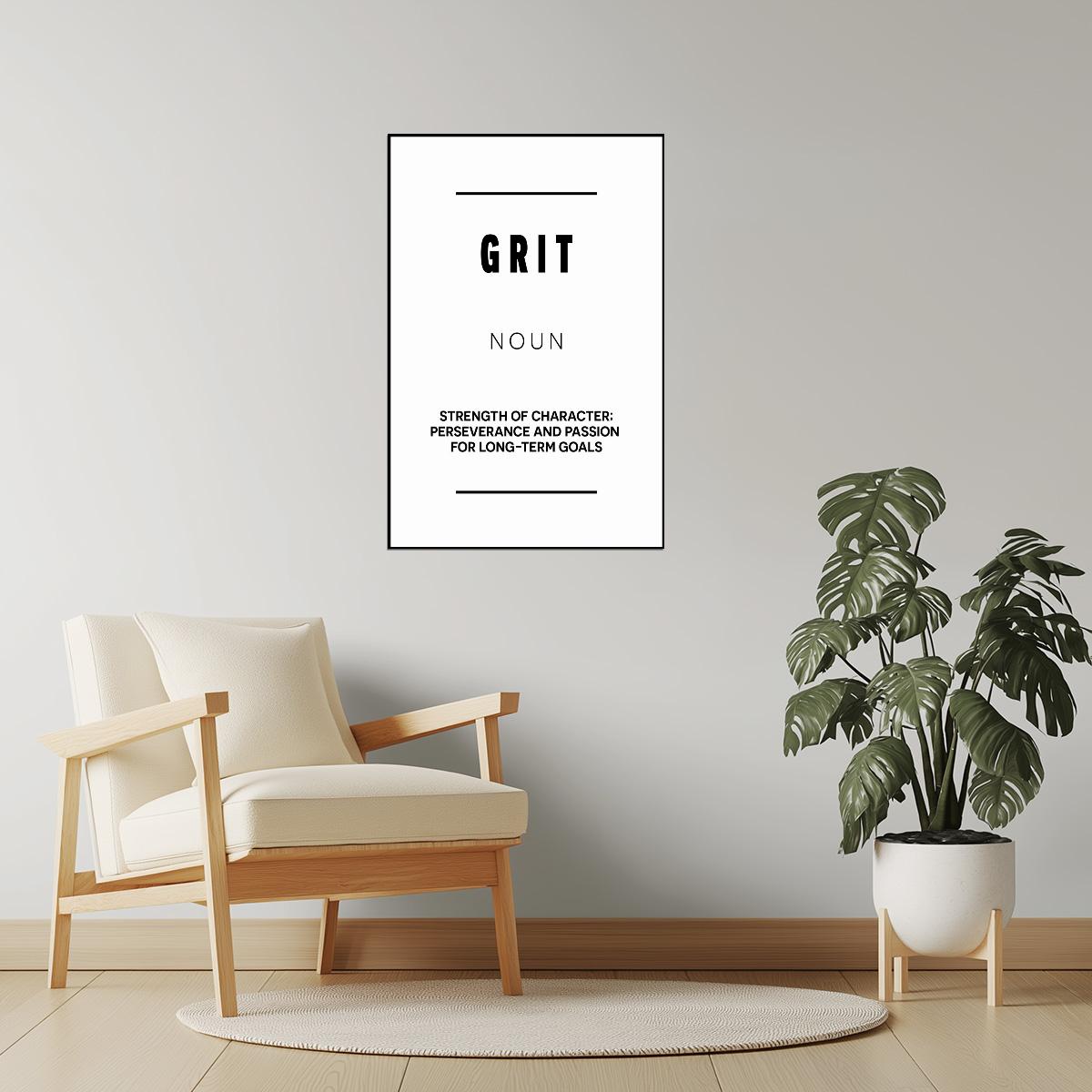 Grit | White Motivational Typography Poster