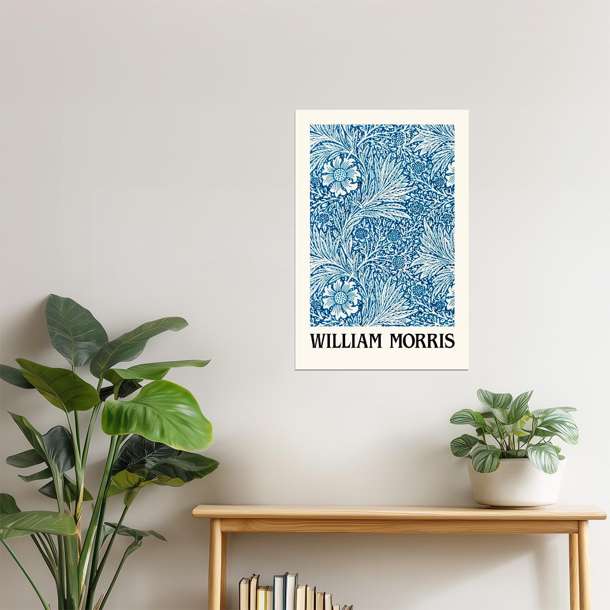 William Morris Blue Pine Leaves | Botanical Wall Art Poster