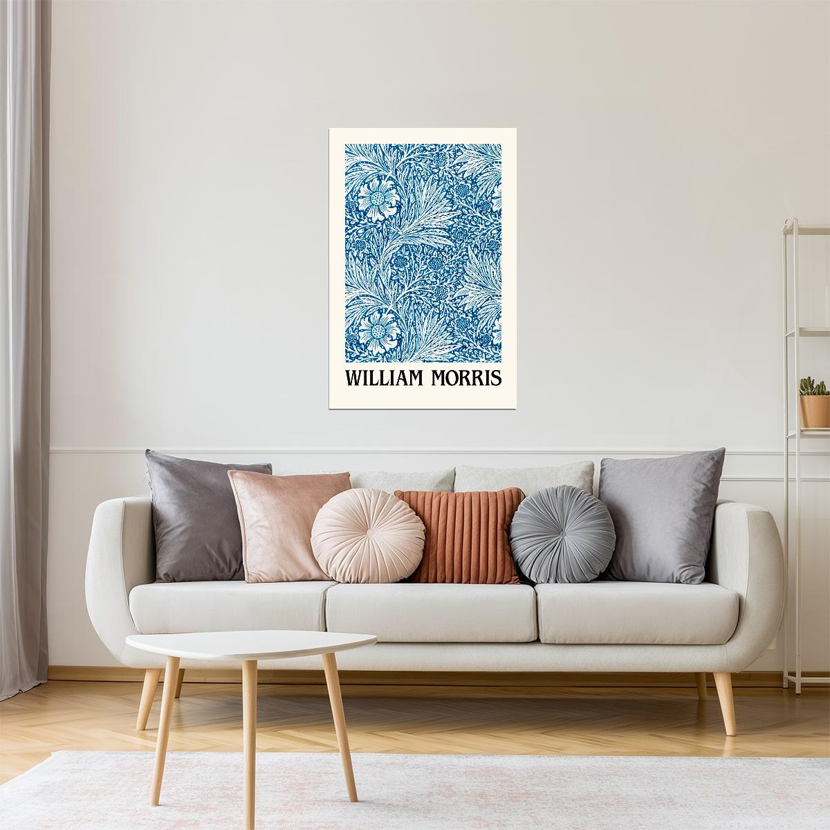 William Morris Blue Pine Leaves | Botanical Wall Art Poster