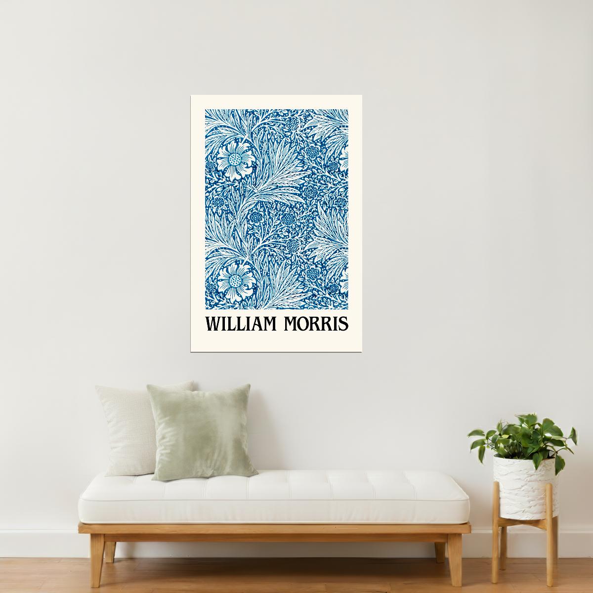 William Morris Blue Pine Leaves | Botanical Wall Art Poster