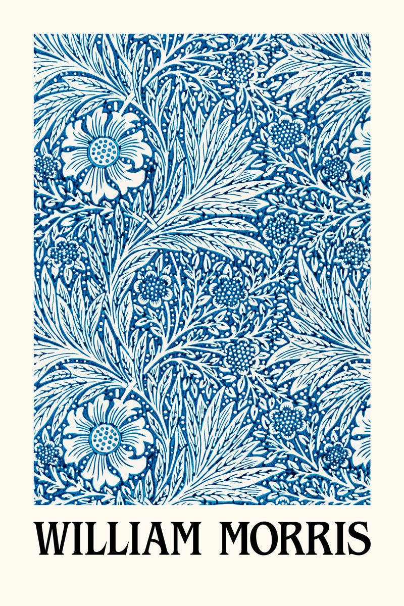 William Morris Blue Pine Leaves | Botanical Wall Art Poster