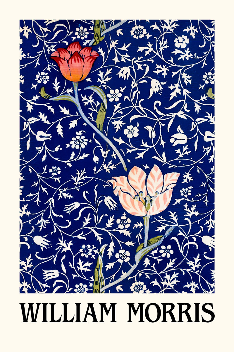 William Morris Blue Blossom | Vintage Floral Pattern Print Poster