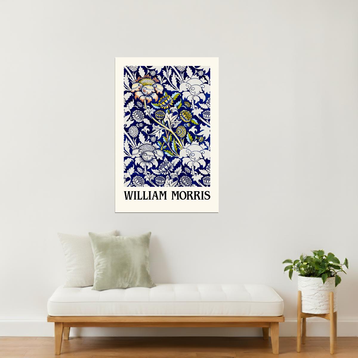 William Morris Blue and White Ornament | Vintage Exhibition Poster