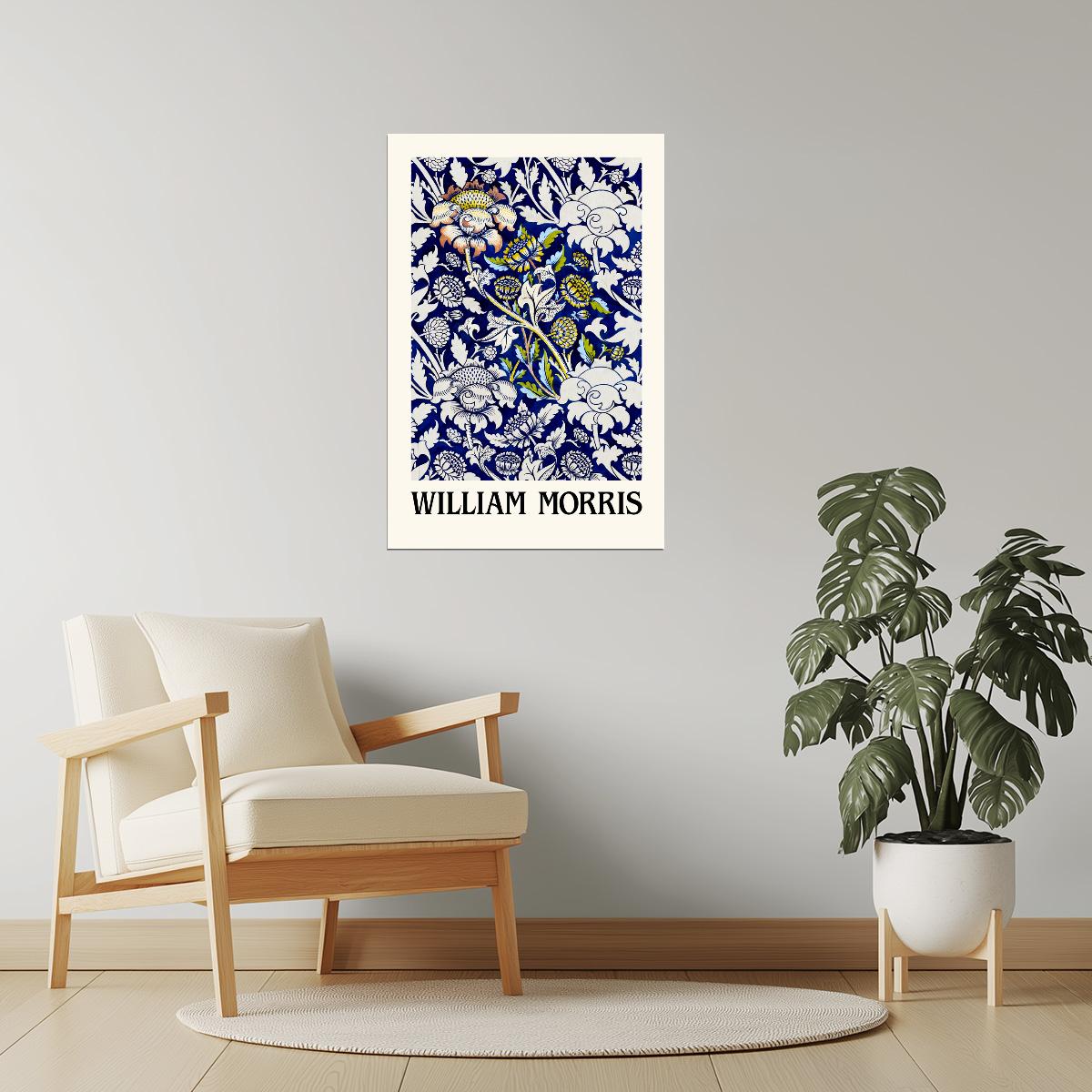 William Morris Blue and White Ornament | Vintage Exhibition Poster