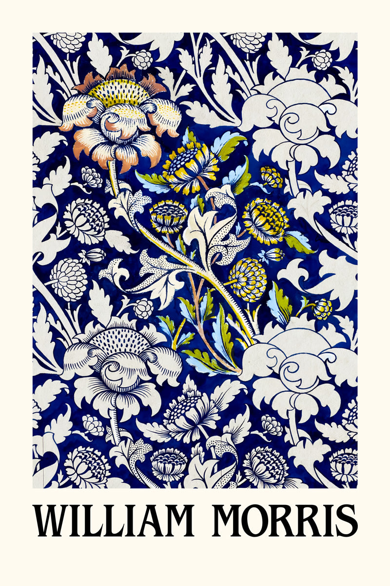 William Morris Blue and White Ornament | Vintage Exhibition Poster