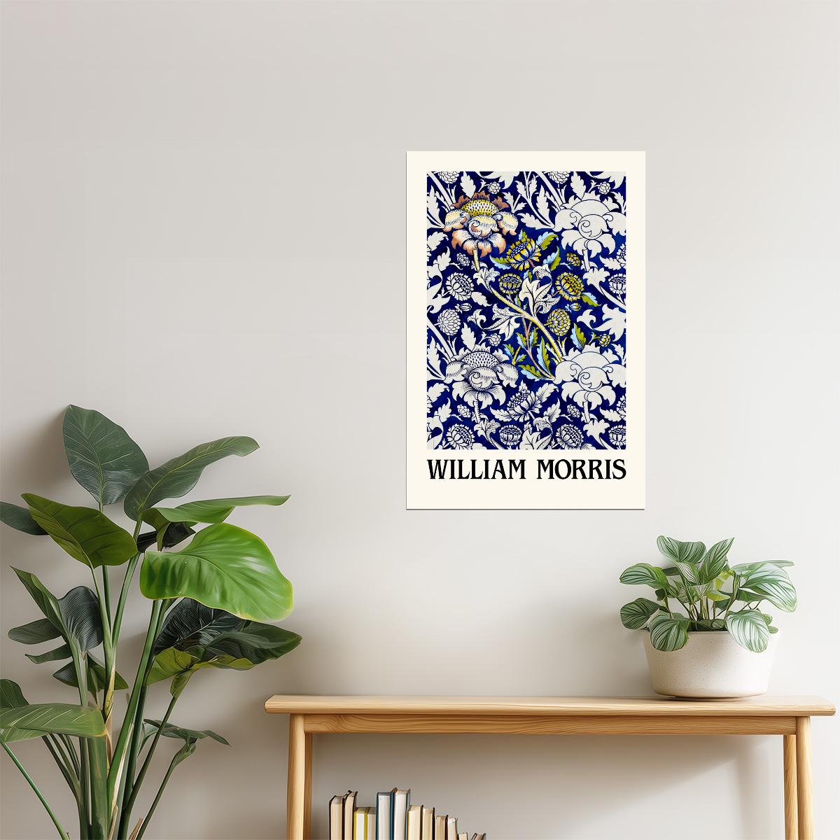 William Morris Blue and White Ornament | Vintage Exhibition Poster