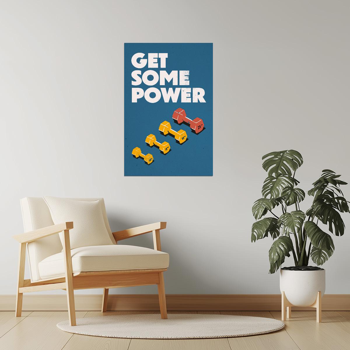 Get Some Power | Retro Weightlifting Gym Wall Decor Poster