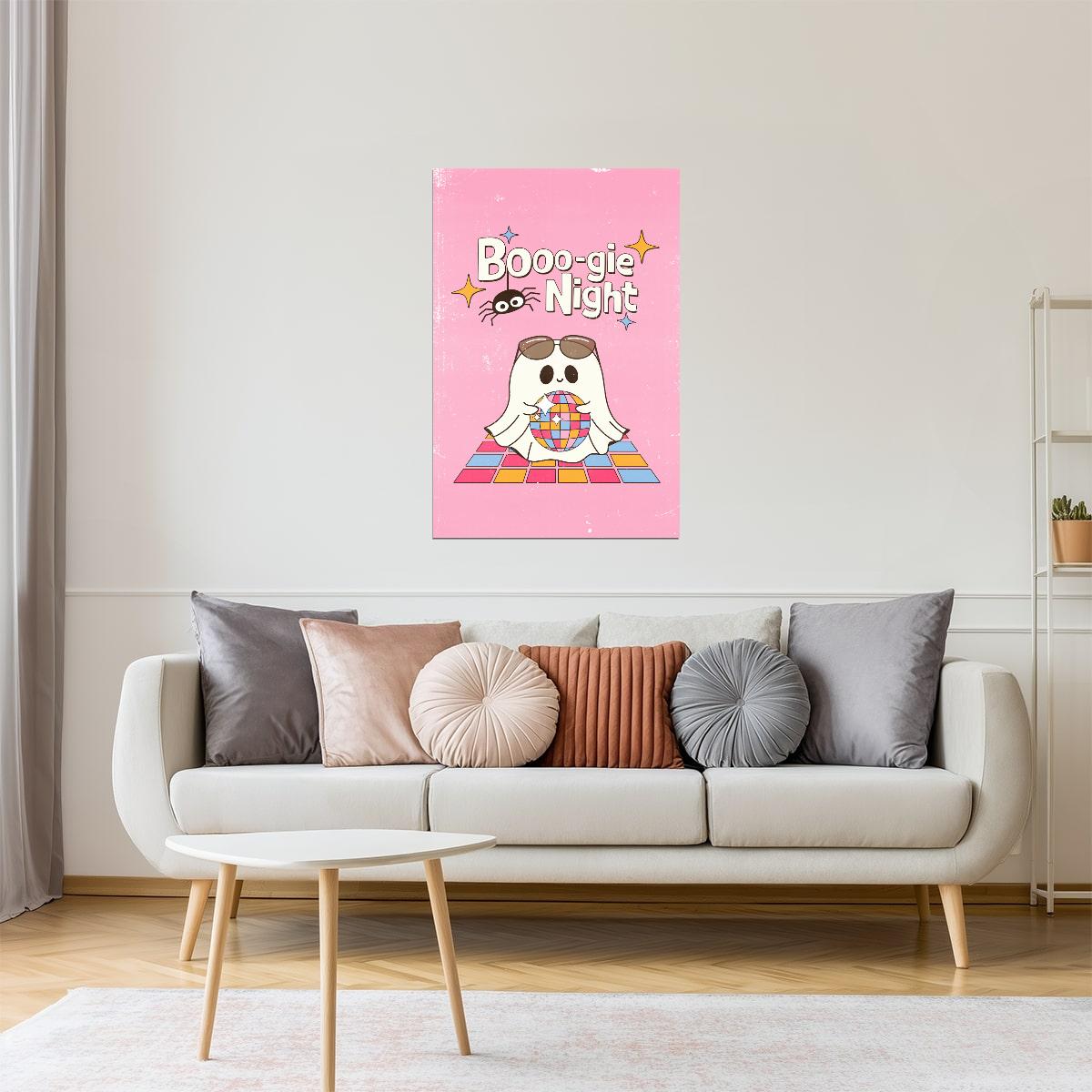 Boogie Night | Disco Ghost Pastel Halloween Wall Art Poster