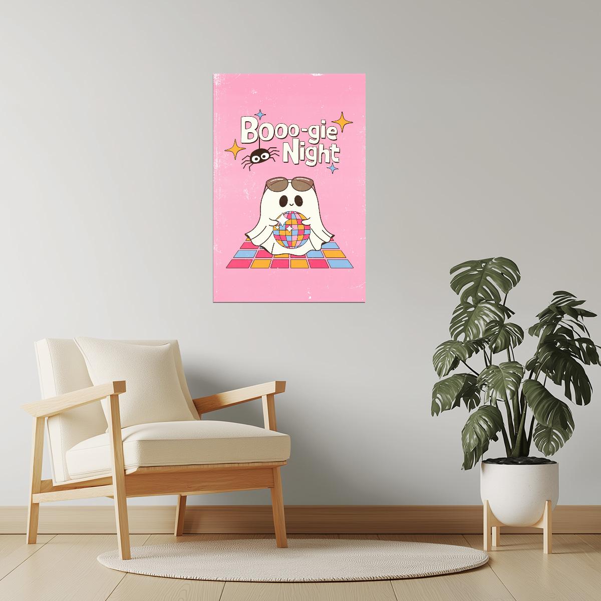 Boogie Night | Disco Ghost Pastel Halloween Wall Art Poster