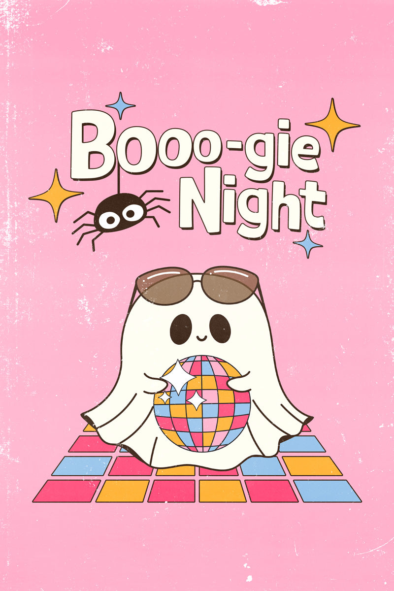 Boogie Night | Disco Ghost Pastel Halloween Wall Art Poster
