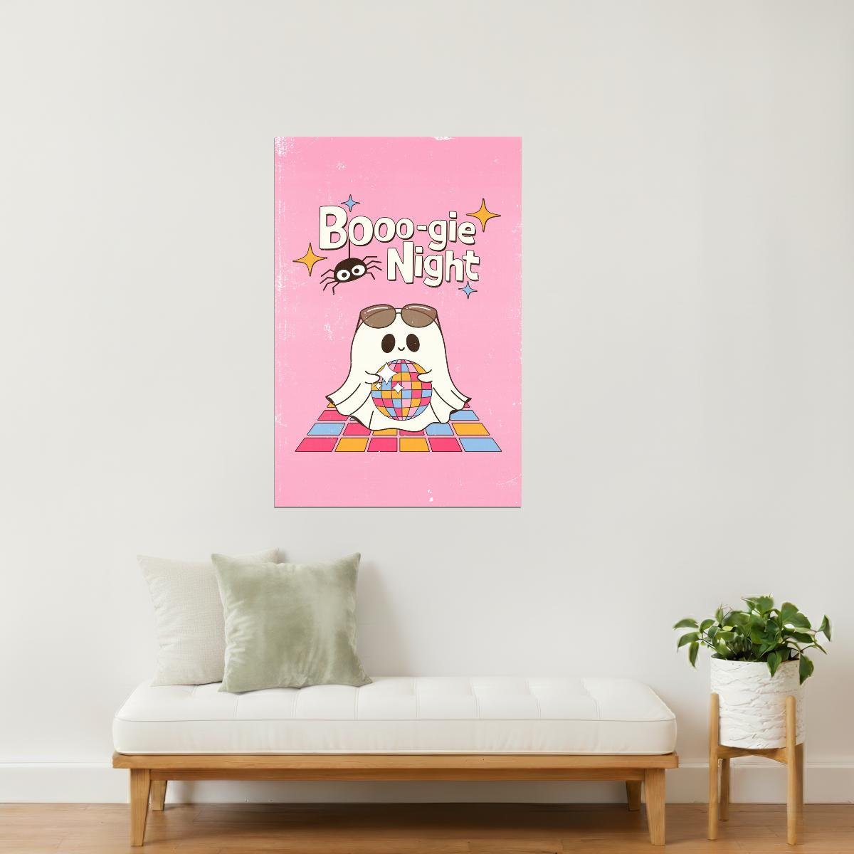 Boogie Night | Disco Ghost Pastel Halloween Wall Art Poster