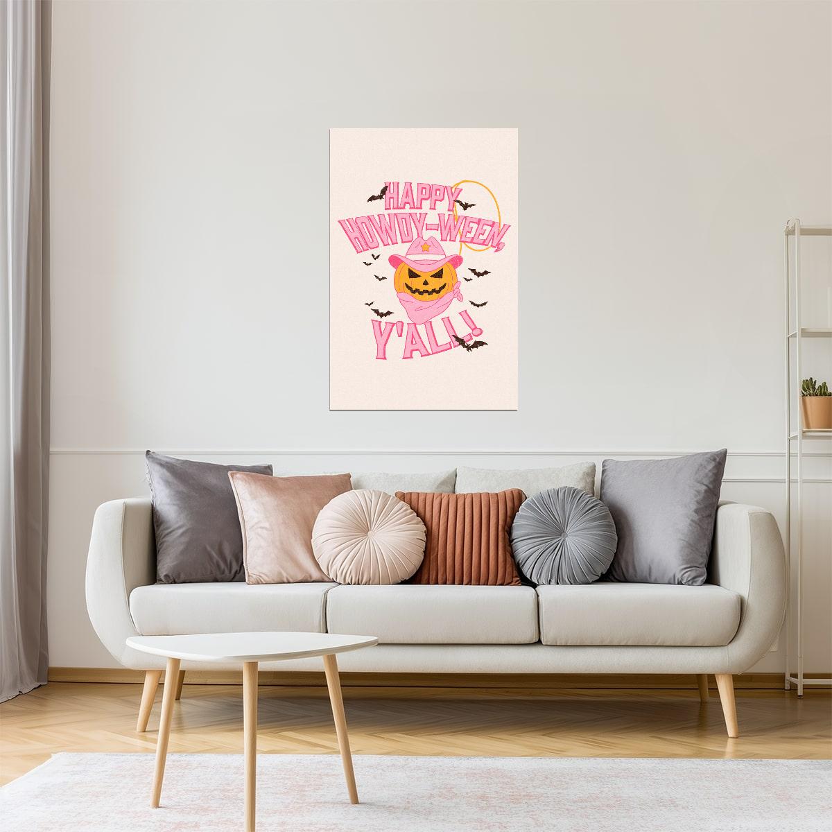 Howdyween | Cowgirl Pink Pastel Halloween Wall Decor Poster