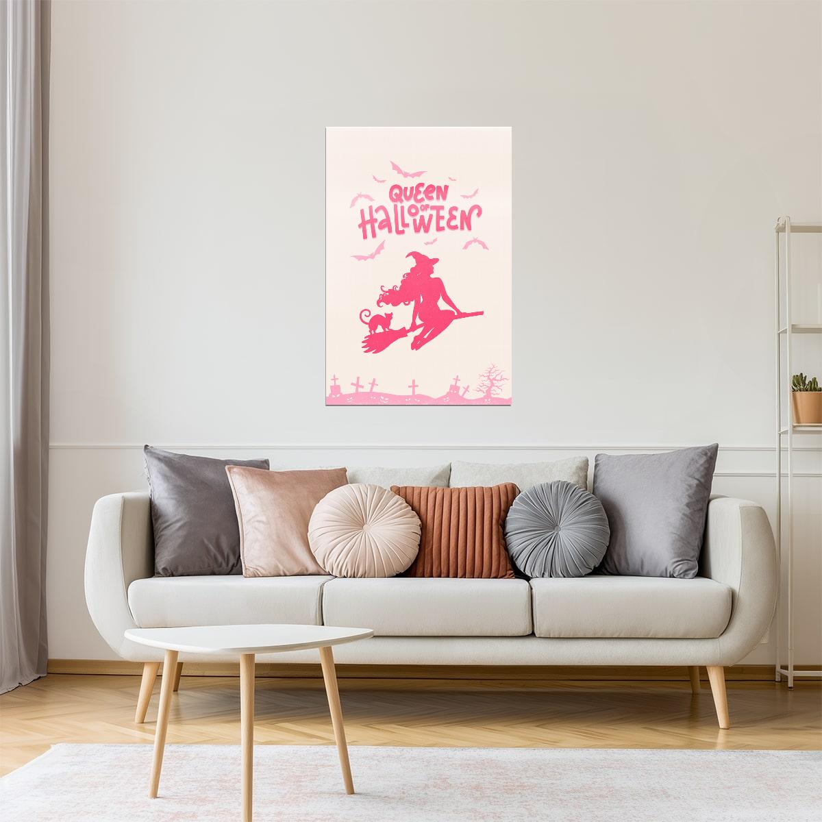 Queen of Halloween | Pink Witch Coquette Halloween Wall Art Poster