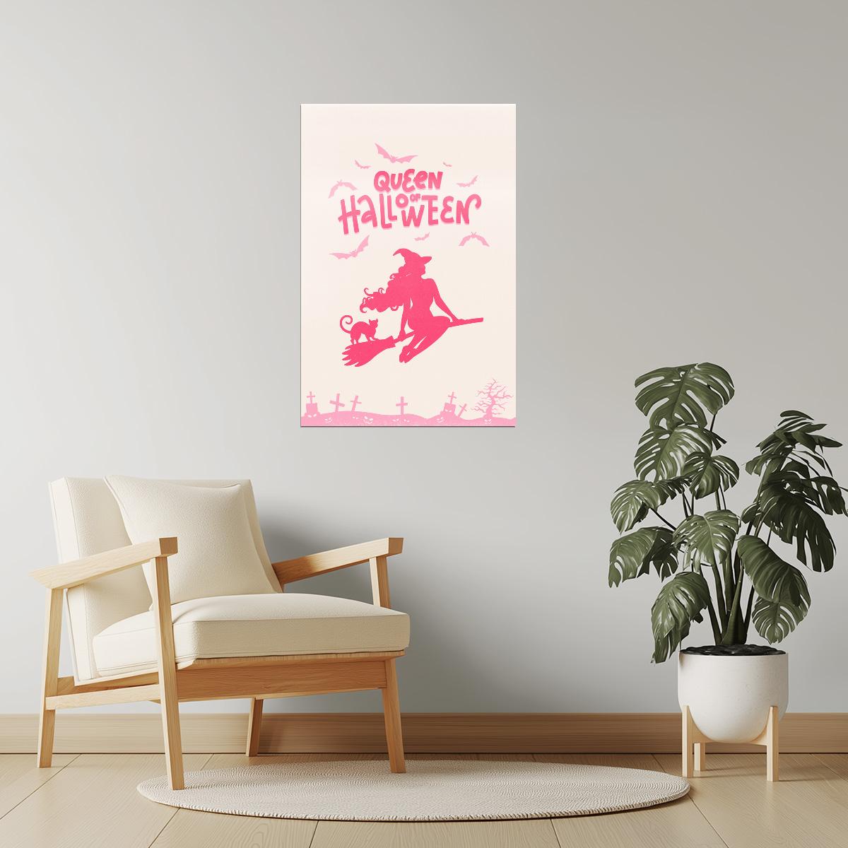 Queen of Halloween | Pink Witch Coquette Halloween Wall Art Poster