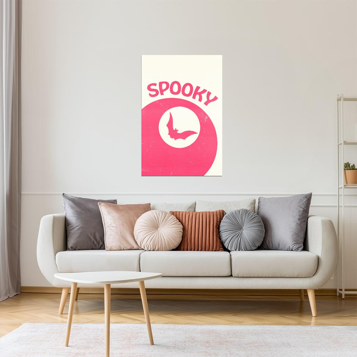 Spooky | Pink Bat Pastel Halloween Wall Art Print Poster
