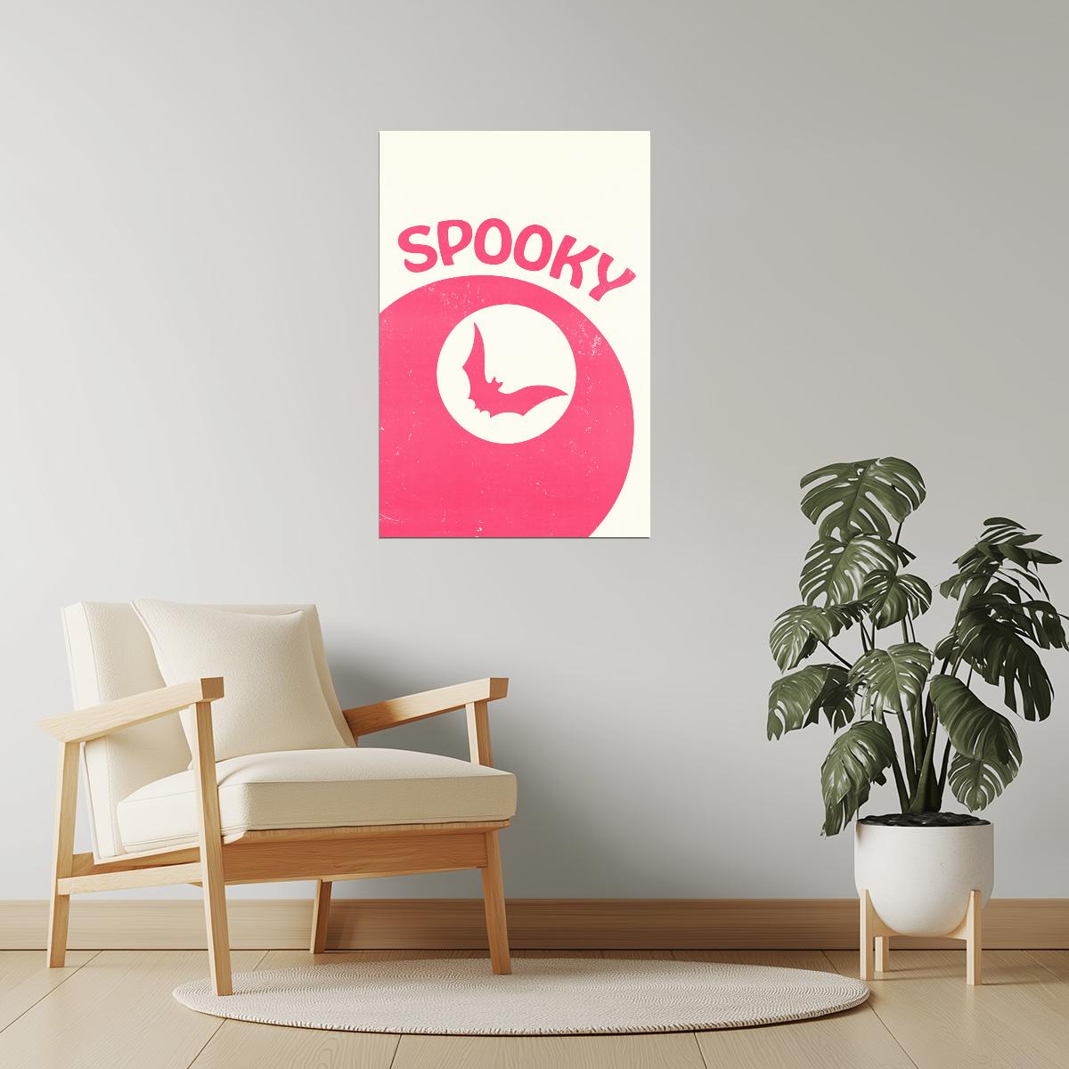 Spooky | Pink Bat Pastel Halloween Wall Art Print Poster