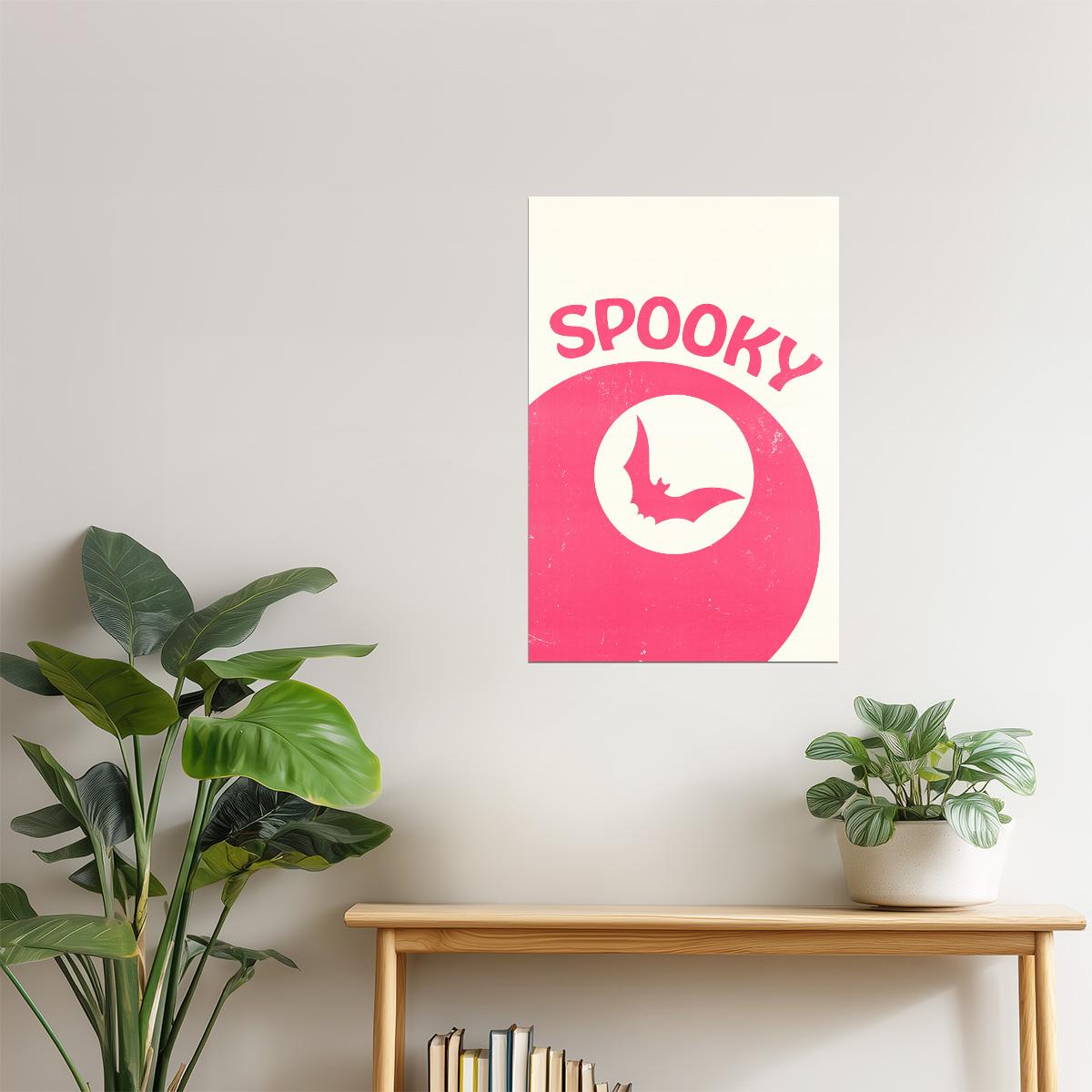 Spooky | Pink Bat Pastel Halloween Wall Art Print Poster