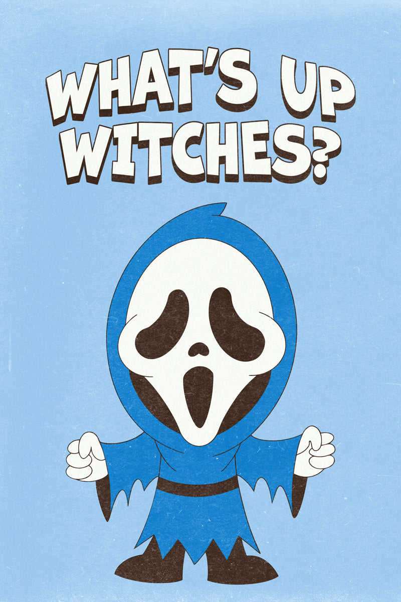 What’s Up Witches | Cute Ghostface Blue Halloween Print Poster