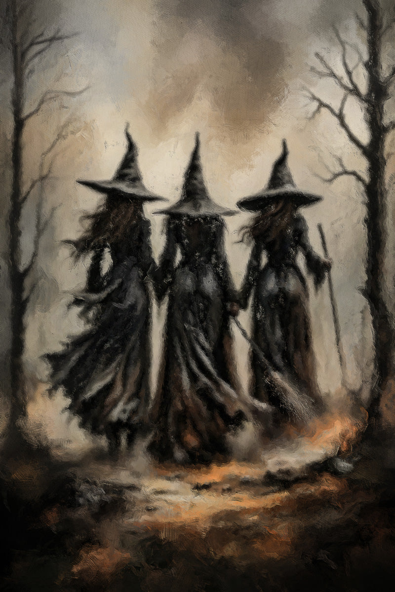 Three Witches Silhouette | Gothic Halloween Wall Decor Poster