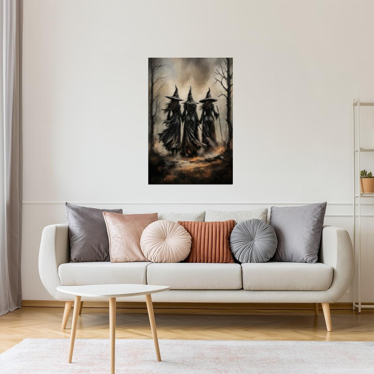 Three Witches Silhouette | Gothic Halloween Wall Decor Poster