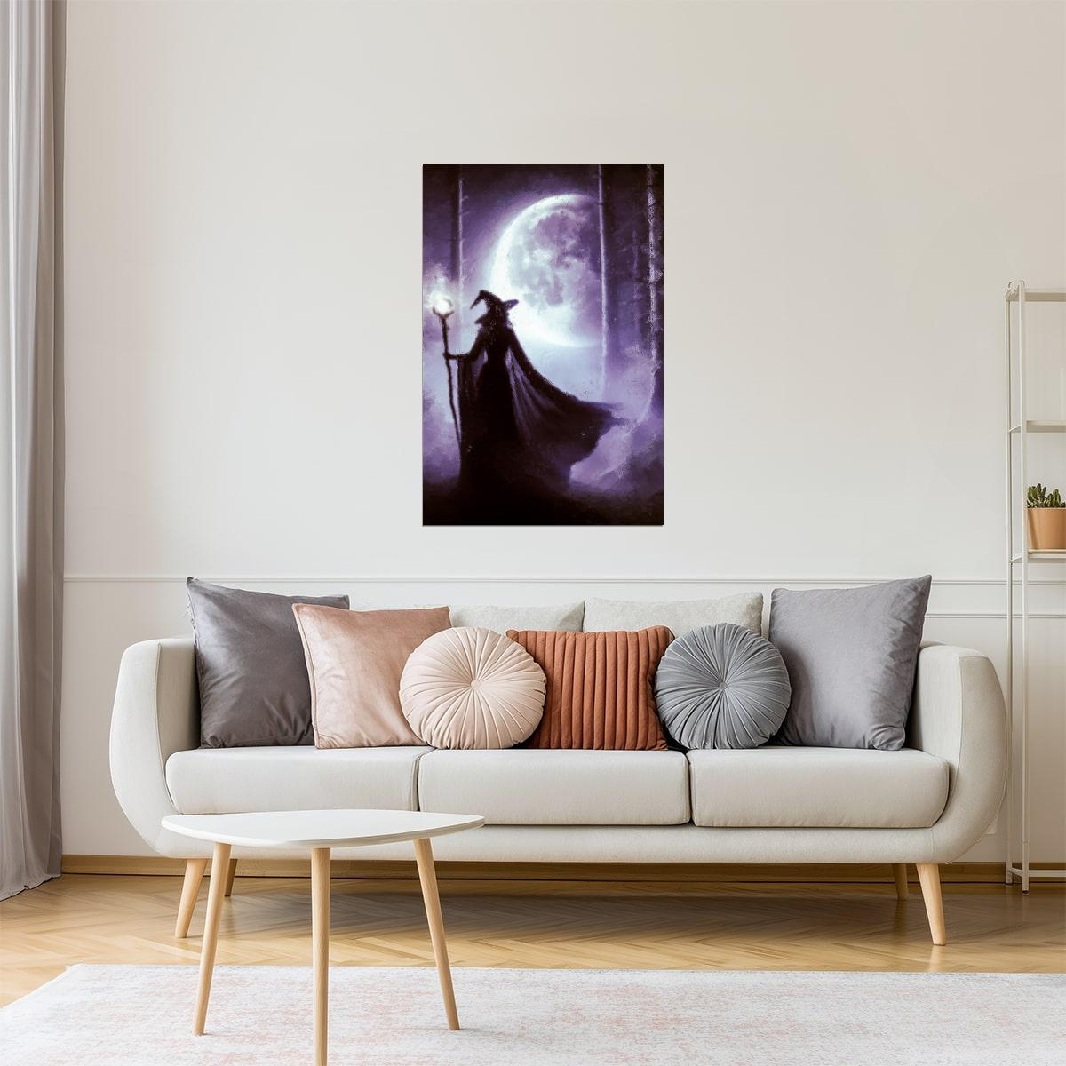 Witch under the Moon | Whimsigoth Halloween Wall Art Print Poster