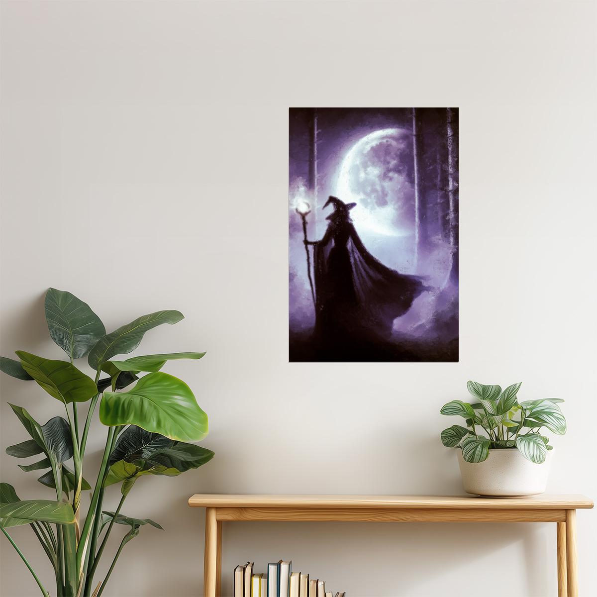 Witch under the Moon | Whimsigoth Halloween Wall Art Print Poster