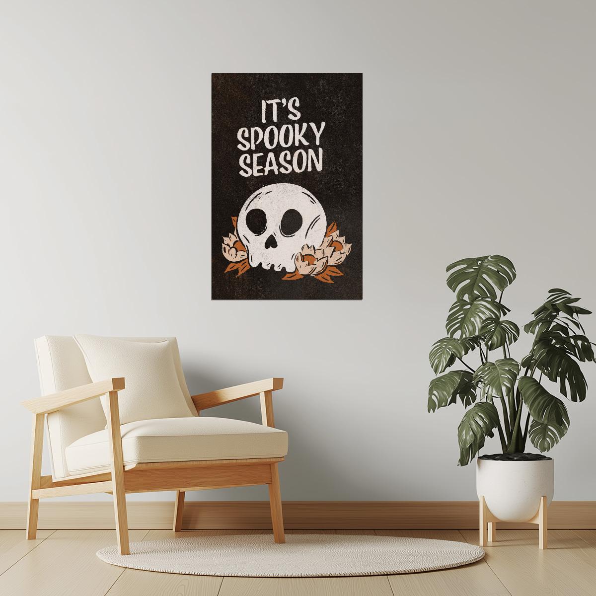 It’s Spooky Season | Boho Minimalist Skeleton Halloween Wall Art Poster