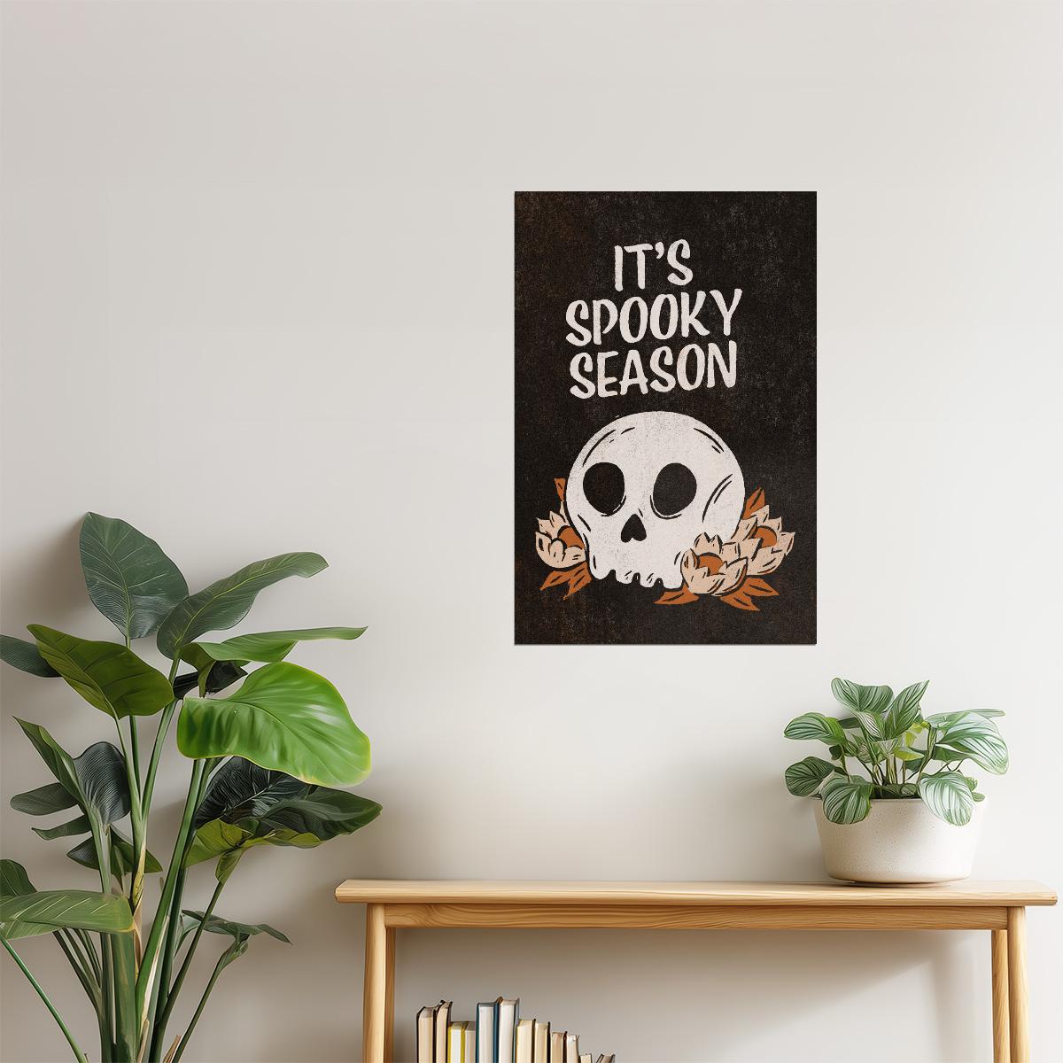 It’s Spooky Season | Boho Minimalist Skeleton Halloween Wall Art Poster