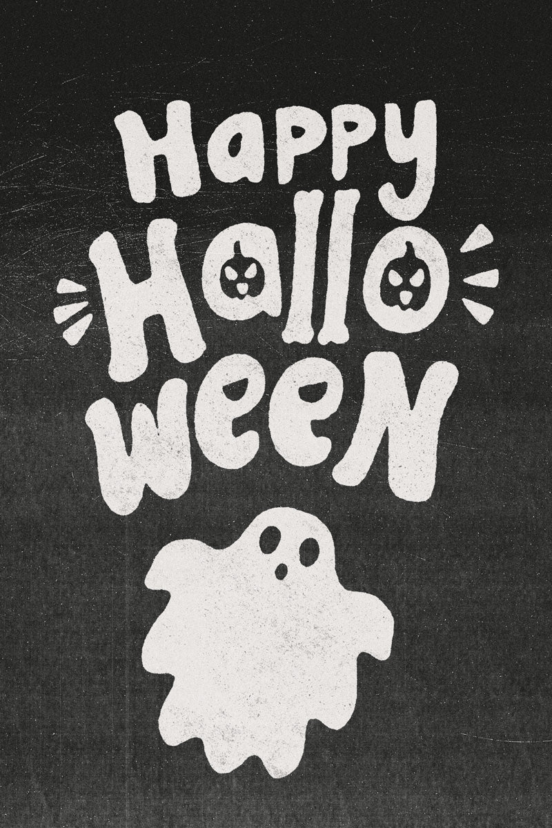 Happy Halloween Ghost | Boho Minimalist Halloween Wall Art Poster