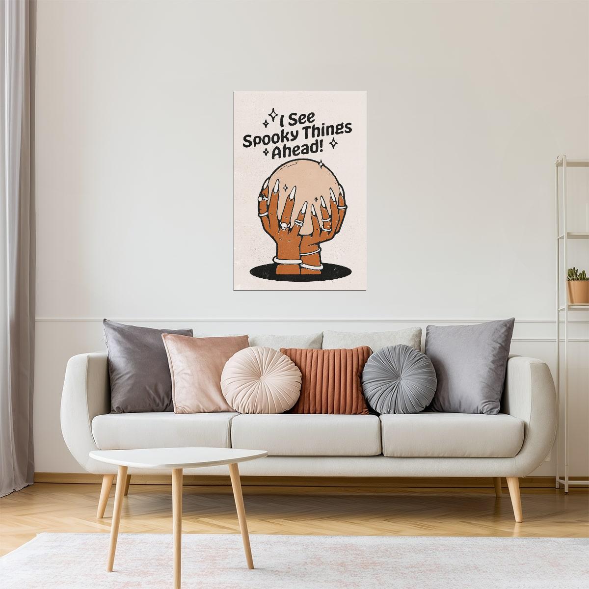 Crystal Ball Fortune | Boho Minimalist Spooky Halloween Wall Art Poster