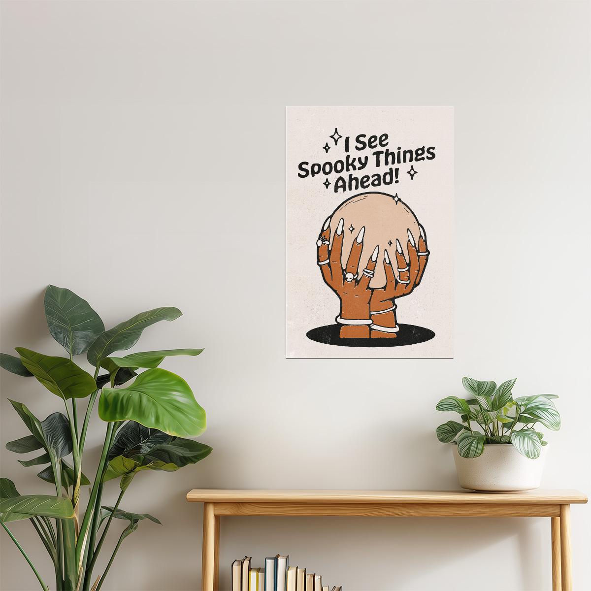 Crystal Ball Fortune | Boho Minimalist Spooky Halloween Wall Art Poster