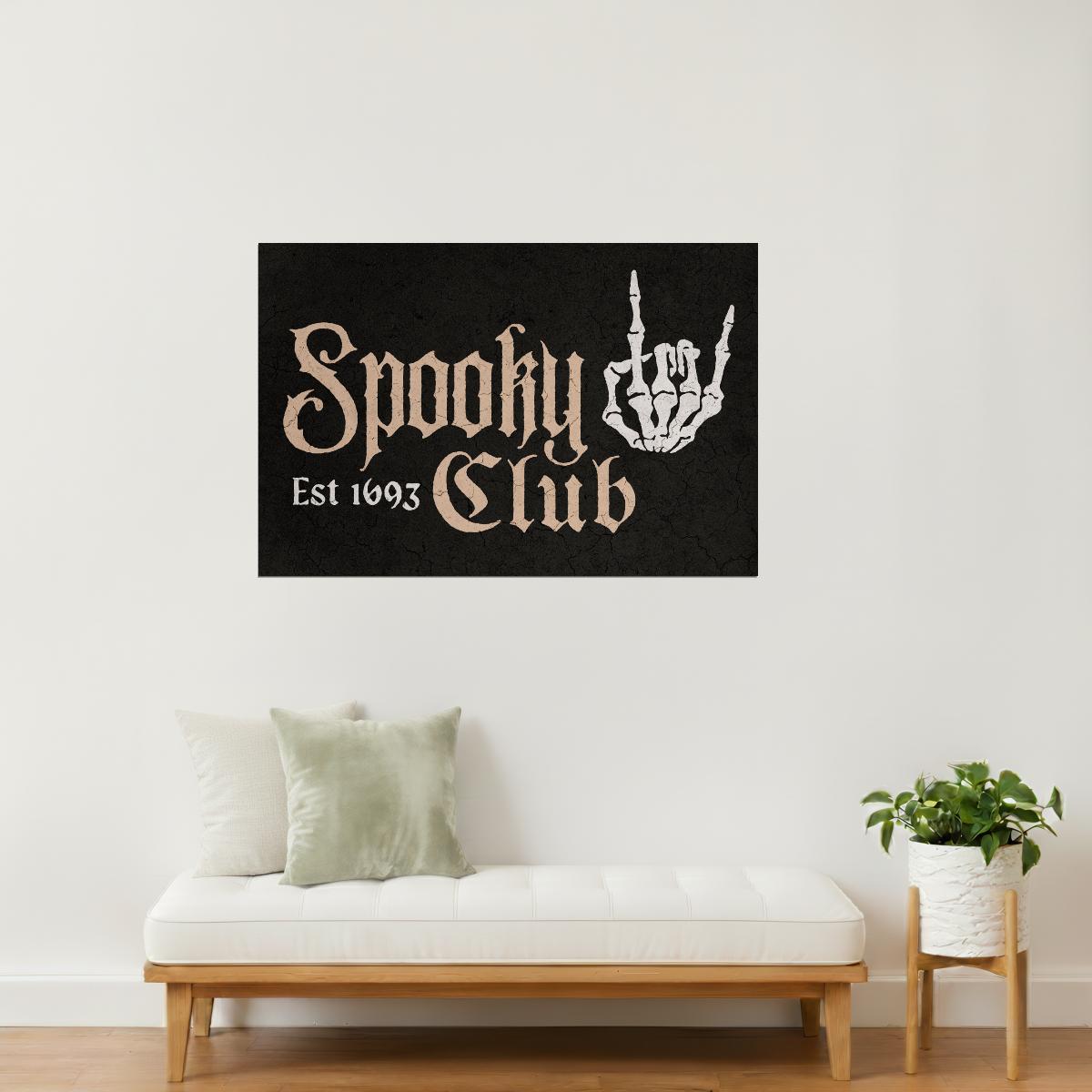 Spooky Club Skeleton Hand | Boho Minimalist Halloween Wall Art Poster