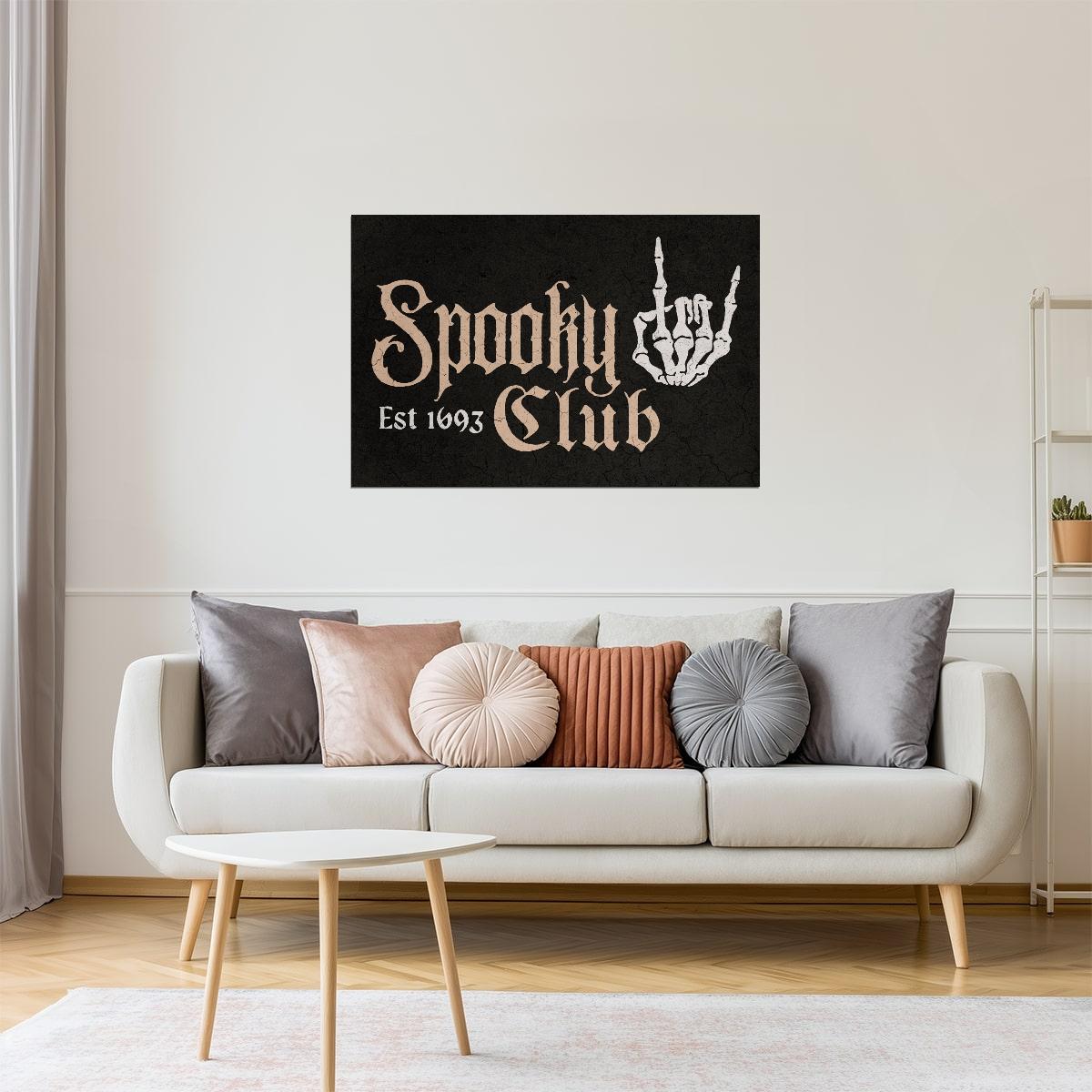 Spooky Club Skeleton Hand | Boho Minimalist Halloween Wall Art Poster