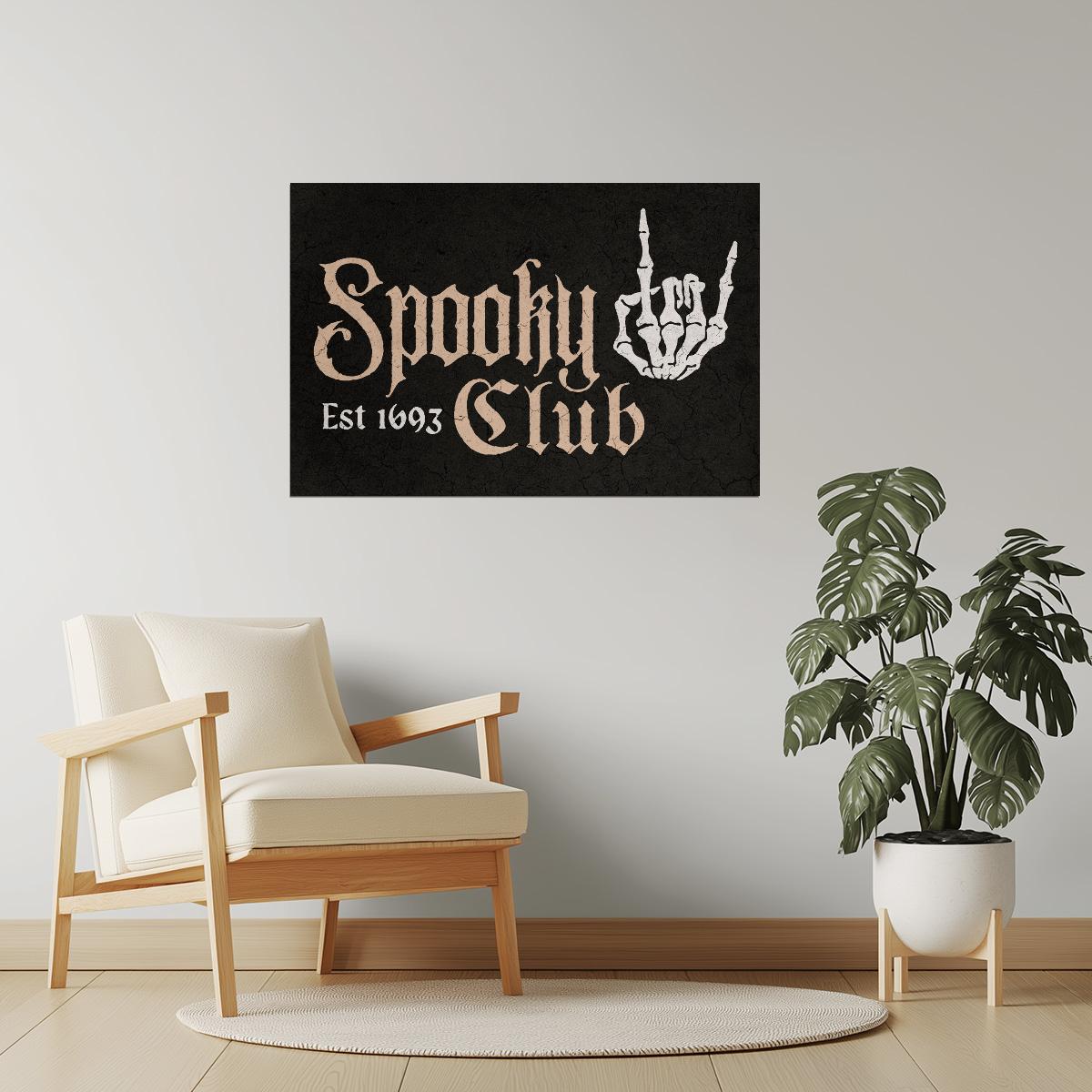 Spooky Club Skeleton Hand | Boho Minimalist Halloween Wall Art Poster