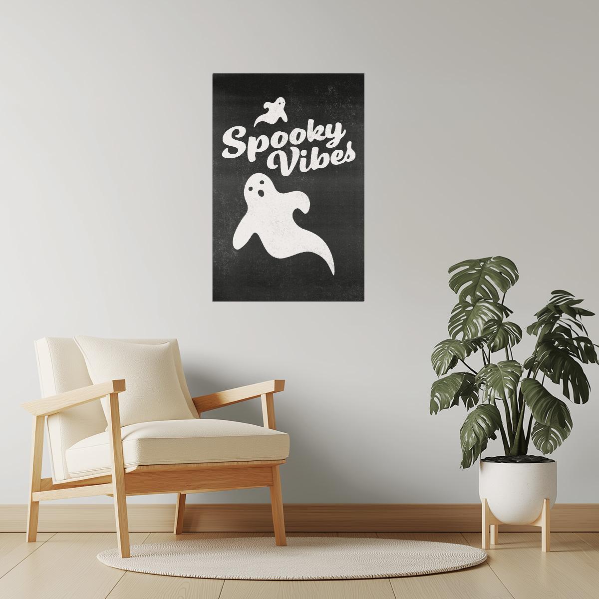 Spooky Vibes Ghost | Boho Minimalist Halloween Wall Art Poster