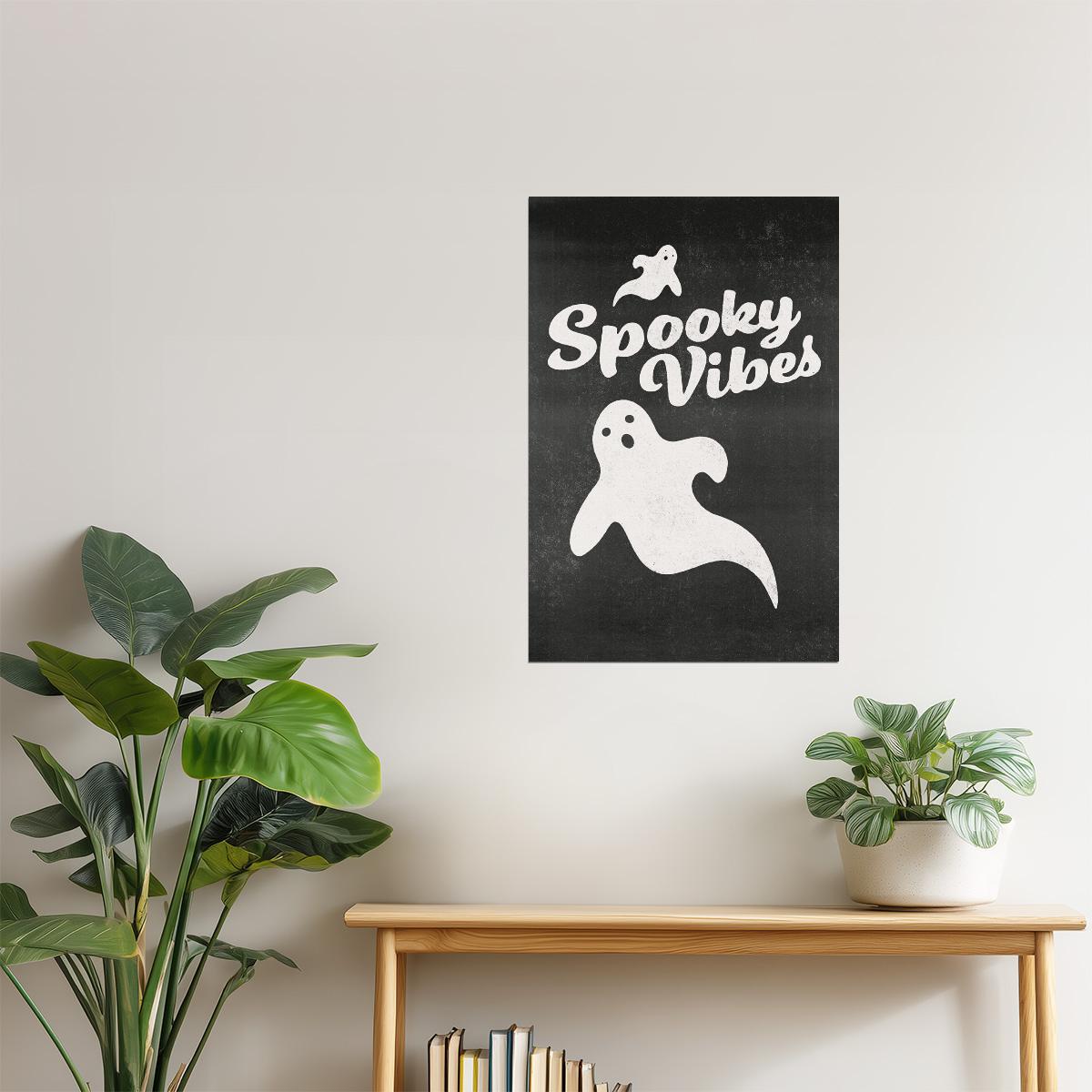 Spooky Vibes Ghost | Boho Minimalist Halloween Wall Art Poster