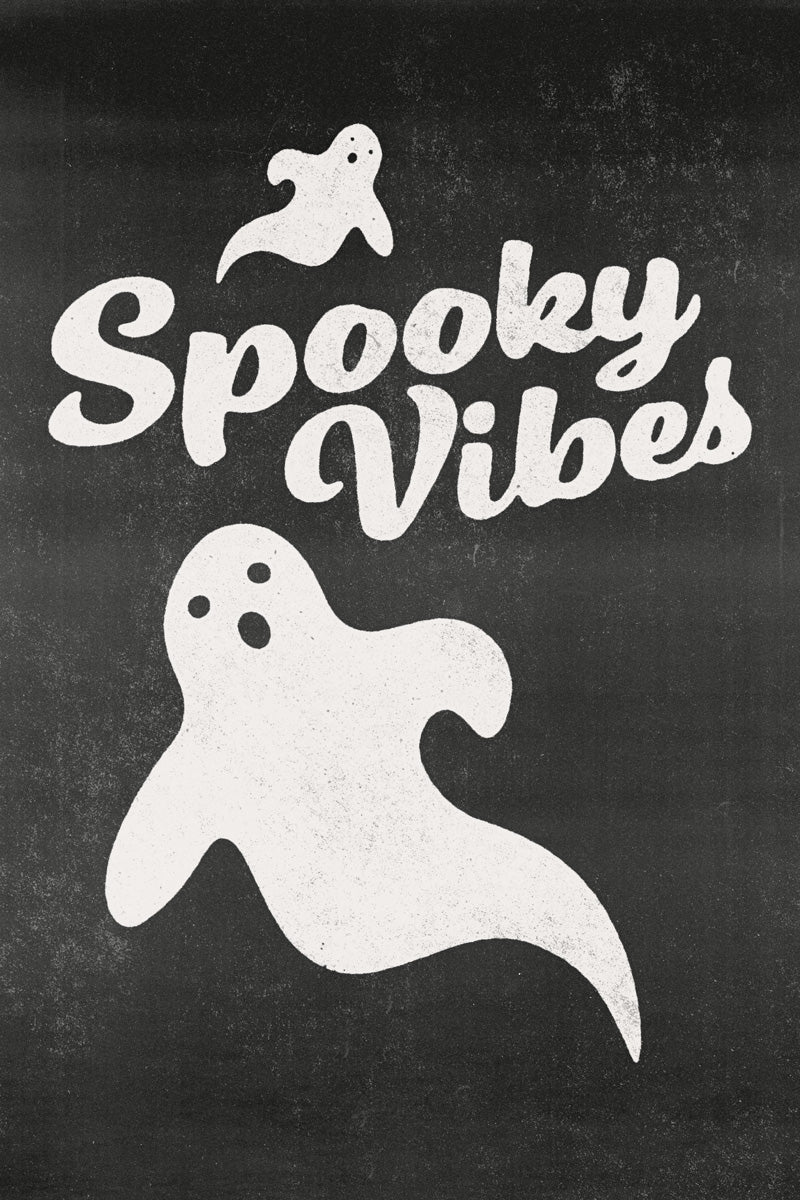 Spooky Vibes Ghost | Boho Minimalist Halloween Wall Art Poster